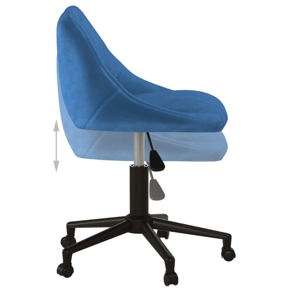 Sedia Girevole da Ufficio Blu in Velluto 335488