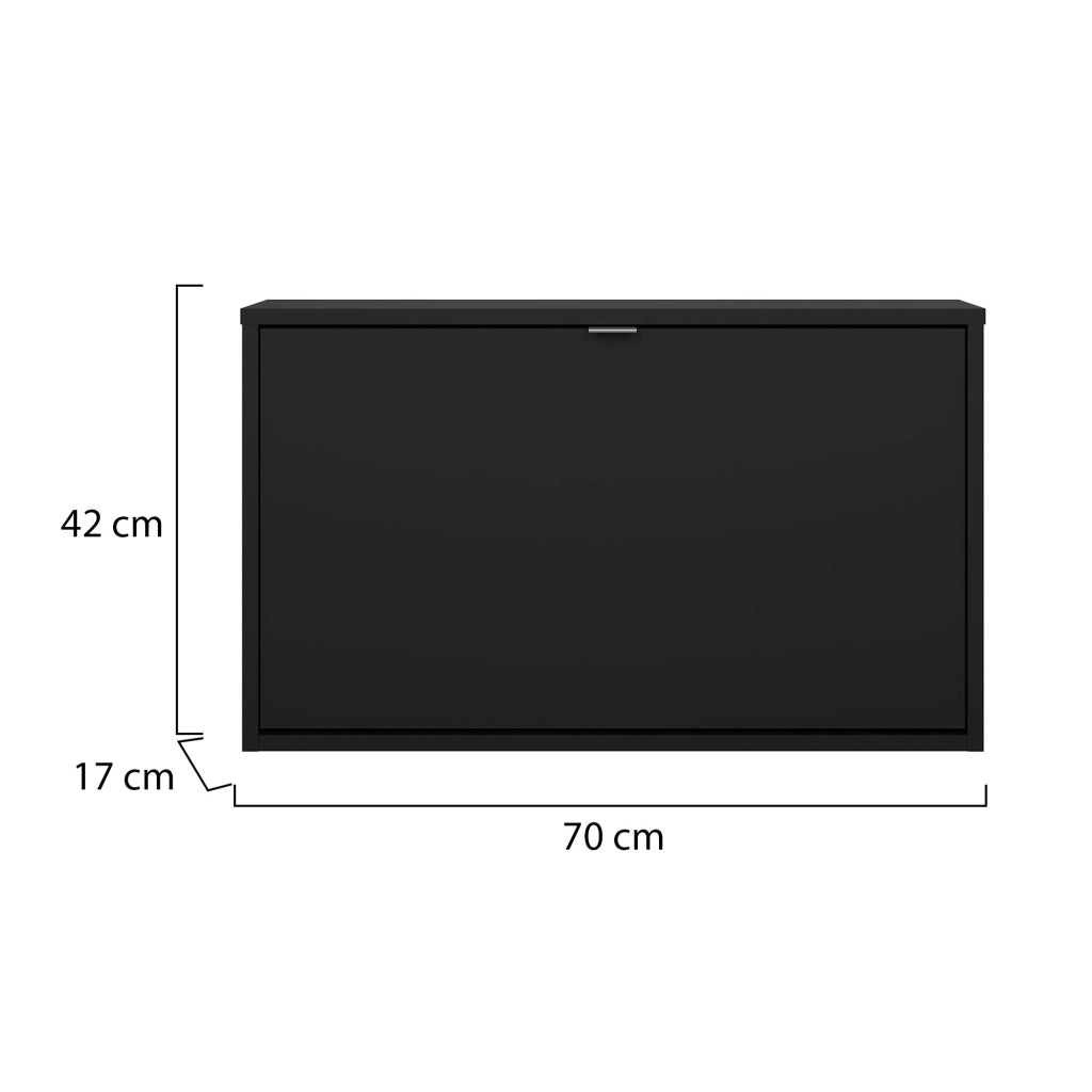 Mobile Portascarpe Loveno, Scarpiera un Ripiano, 70.3x16.55x41.8h cm Nero