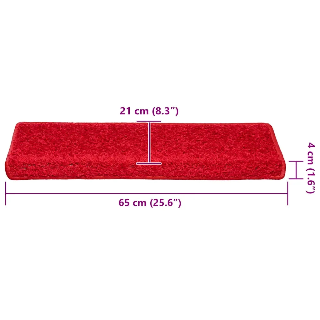 vidaXL Tappetini per scale 30 pz 65x21x4 cm Rosso Bordo rettangolare