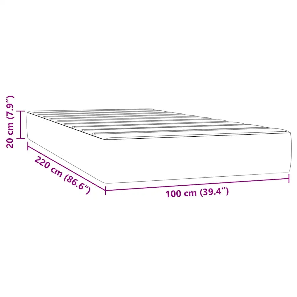 Materasso a Molle Insacchettate-Materasso per letto Rosa 100x220x20 cm in Velluto