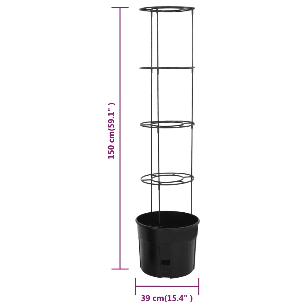 Vaso a Torre per Pomodori Antracite Ã˜39x150 cm Polipropilene