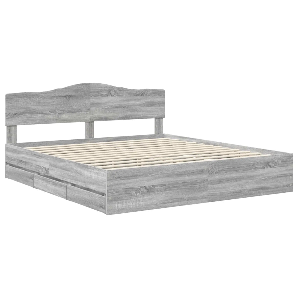 Struttura del letto con cassetto Grigio Sonoma 200 x 200 cm 3412975