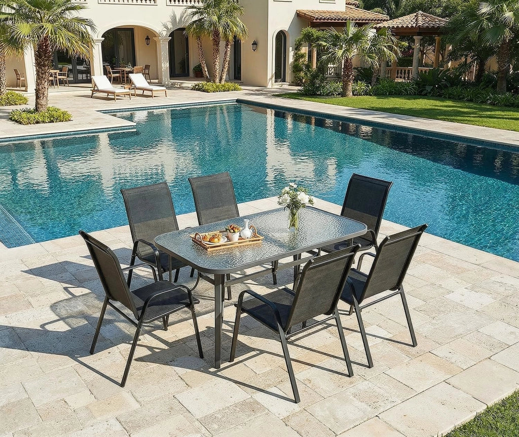 Sedia da giardino impilabile, da campeggio, impilabile, con schienale alto, in acciaio textilene, per giardini, cortili, balconi, ristoranti, 150 kg, portata: 54 x 69 x 93 cm 4pcs