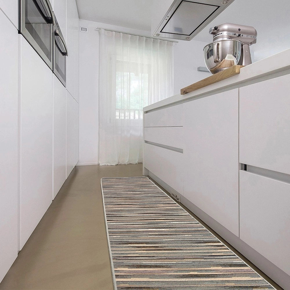 Tappeto Cucina Bordato Tessitura Piatta Bagno Camera Corridoio Stile Bamboo Grigio 52x40 cm