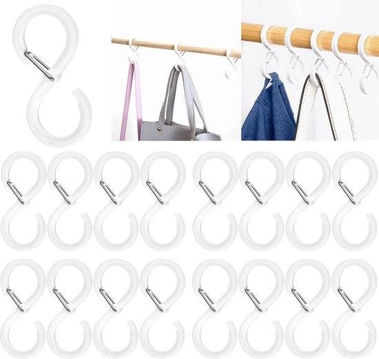 Sostegni per abbigliamento con interruttore - 16 pezzi in bianco - da appendere in bagno, camera da letto, cucina