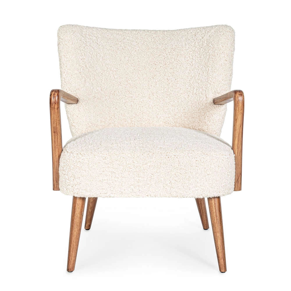 Poltrona Arredo in Legno e Tessuto Bianco Vintage Moritz Bizzotto