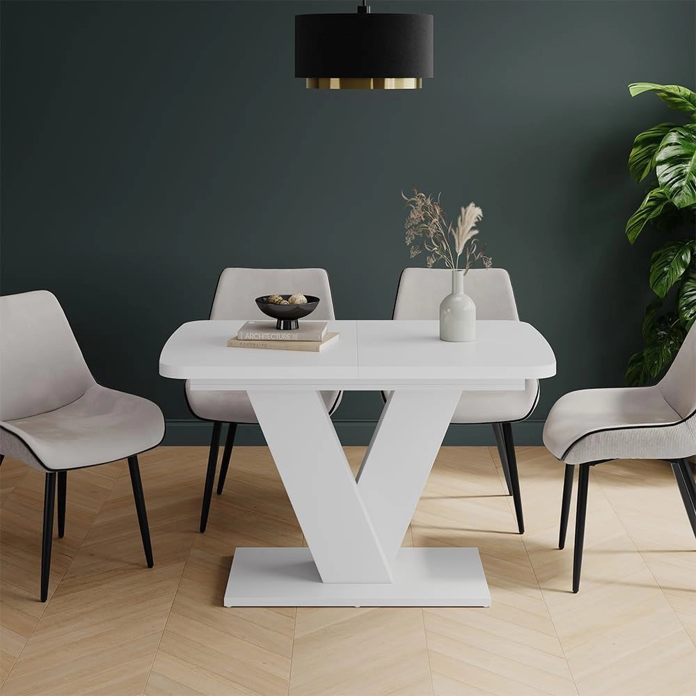 tavolo da pranzo allungabile Fenaro, Bianco, 120 x 80 cm 2 parti, con estrazione sincronizzata per lunghezza variabile del tavolo
