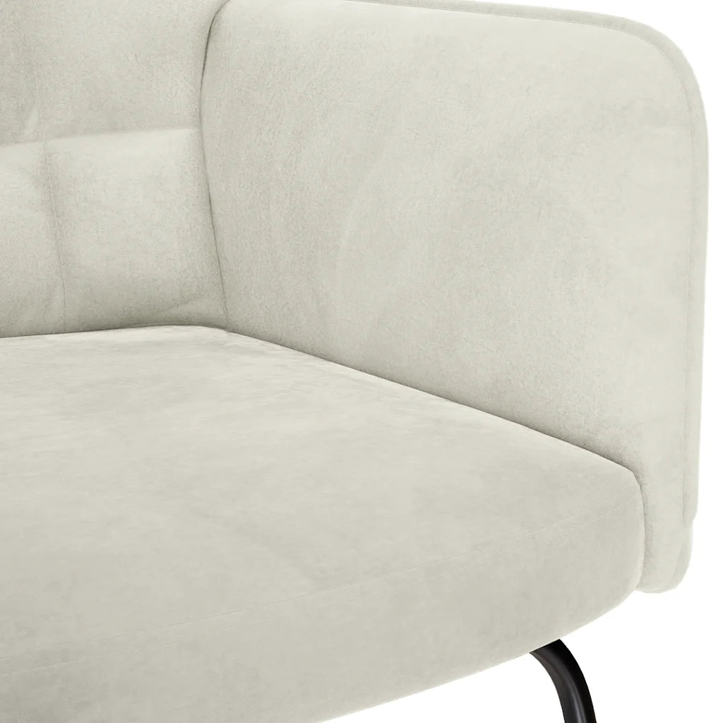 Sedia a dondolo con sgabello in velluto crema CFW3096633