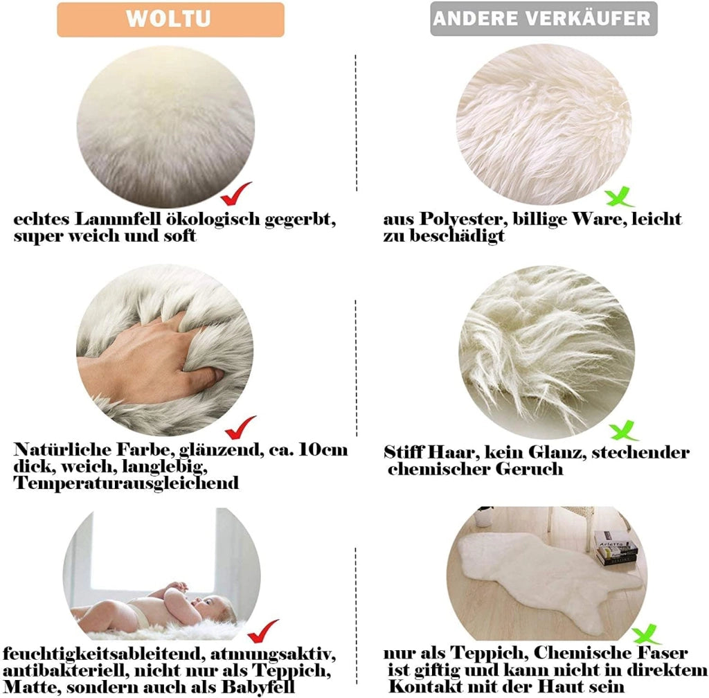 Tappeto ecologico in pelliccia di agnello, vera pelliccia naturale morbida e fluttuante, adatto per soggiorno, camera da letto, stanza dei bambini, bianco, (180-210)x60 cm