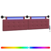 Testiera | Testata sospesa Con luce LED Rosso Vino Tessuto