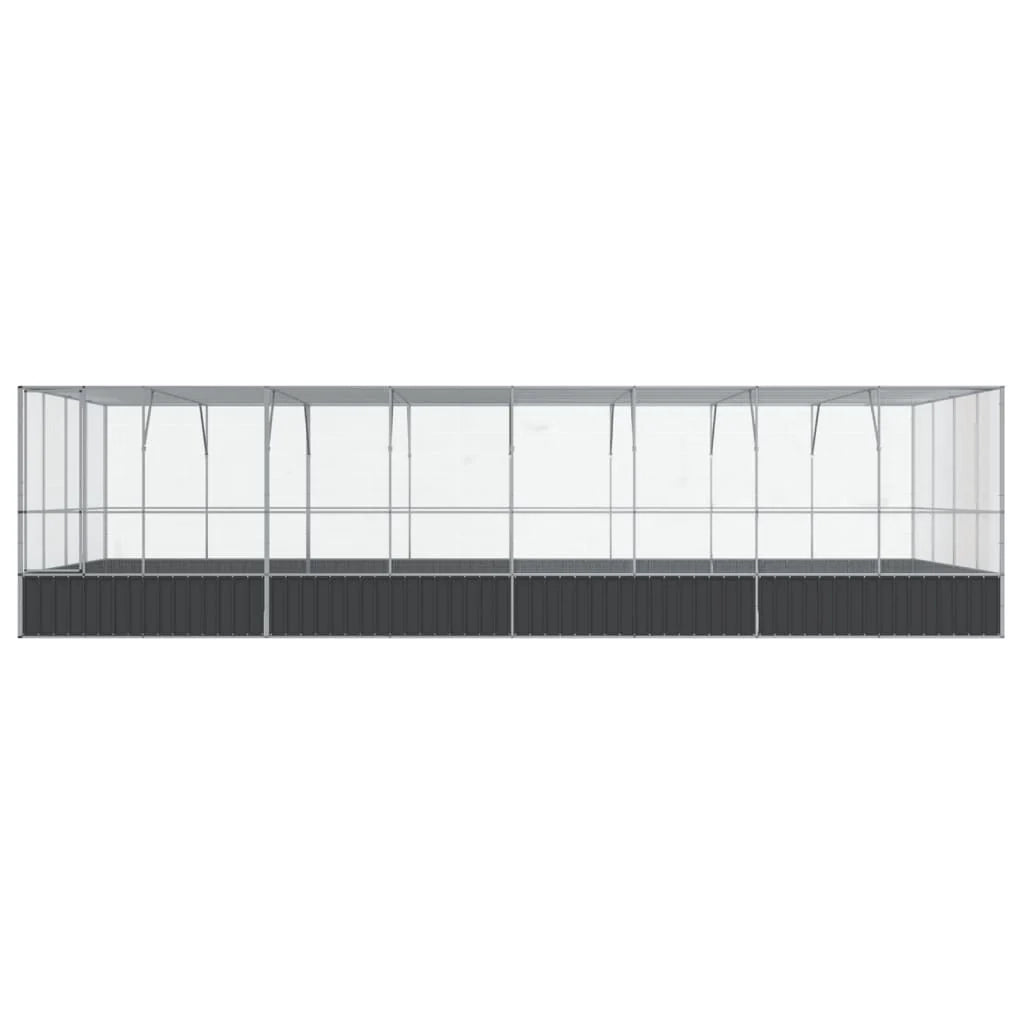 Voliera a gabbia con estensione in argento 832 x 414 x 212 cm acciaio argento 02_0045665