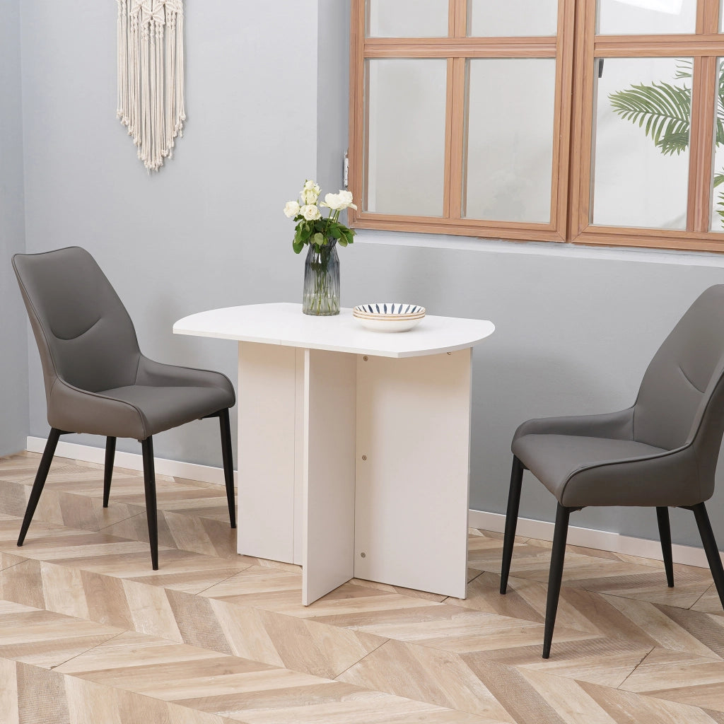 Tavolo da Pranzo Pieghevole Salvaspazio in Legno, 90x60x74cm, Bianco
