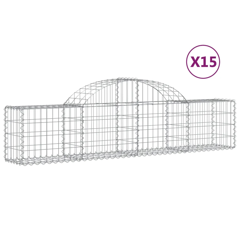 Cesti Gabbioni ad Arco 15 pz 200x30x40/60 cm Ferro Zincato 3146060