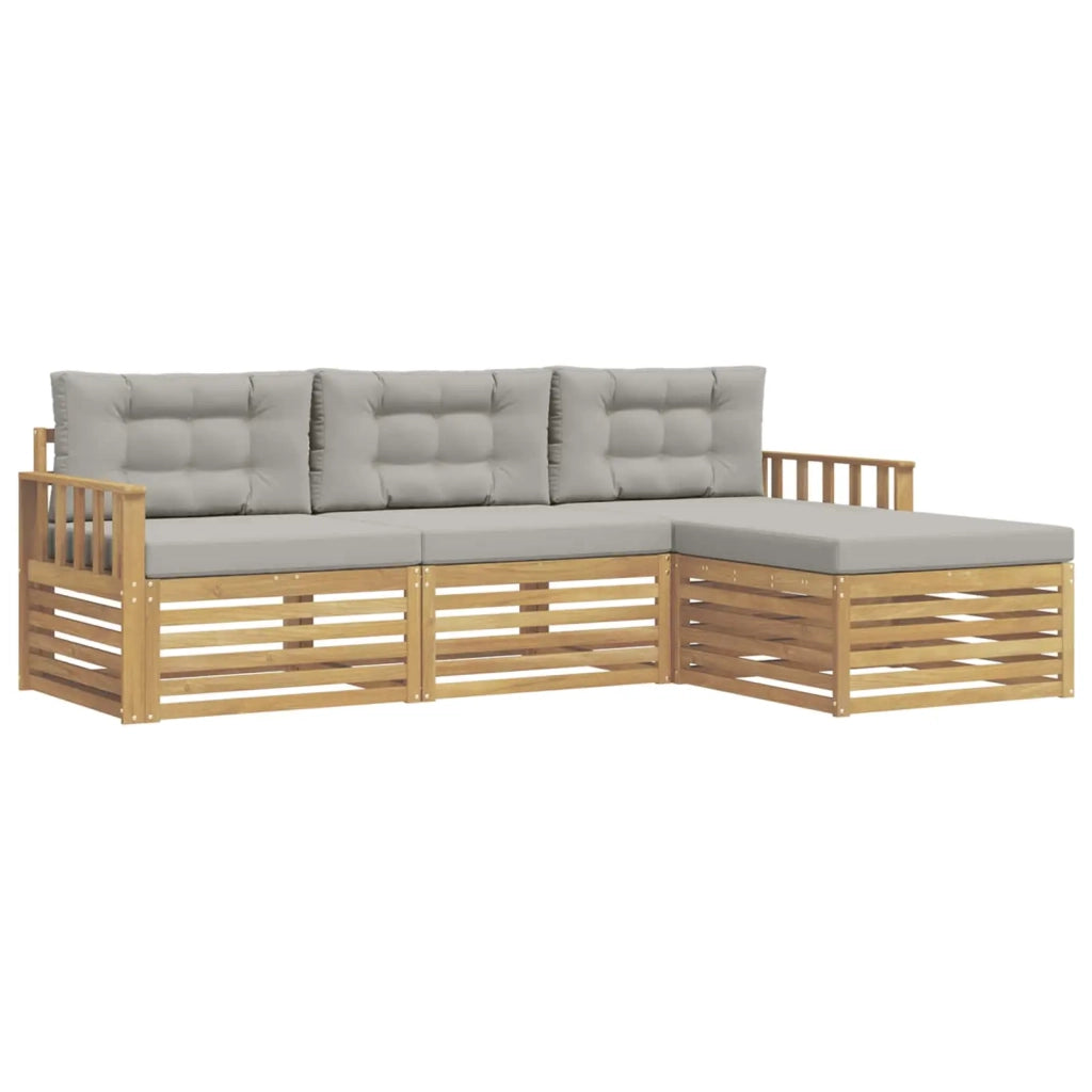 Set di divani da esterno 4 pz Bianco e Grigio Chiaro Poliestere 3390276