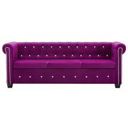 Divano Chesterfield a 3 Posti in Velluto 199x75x72 cm Viola 247147
