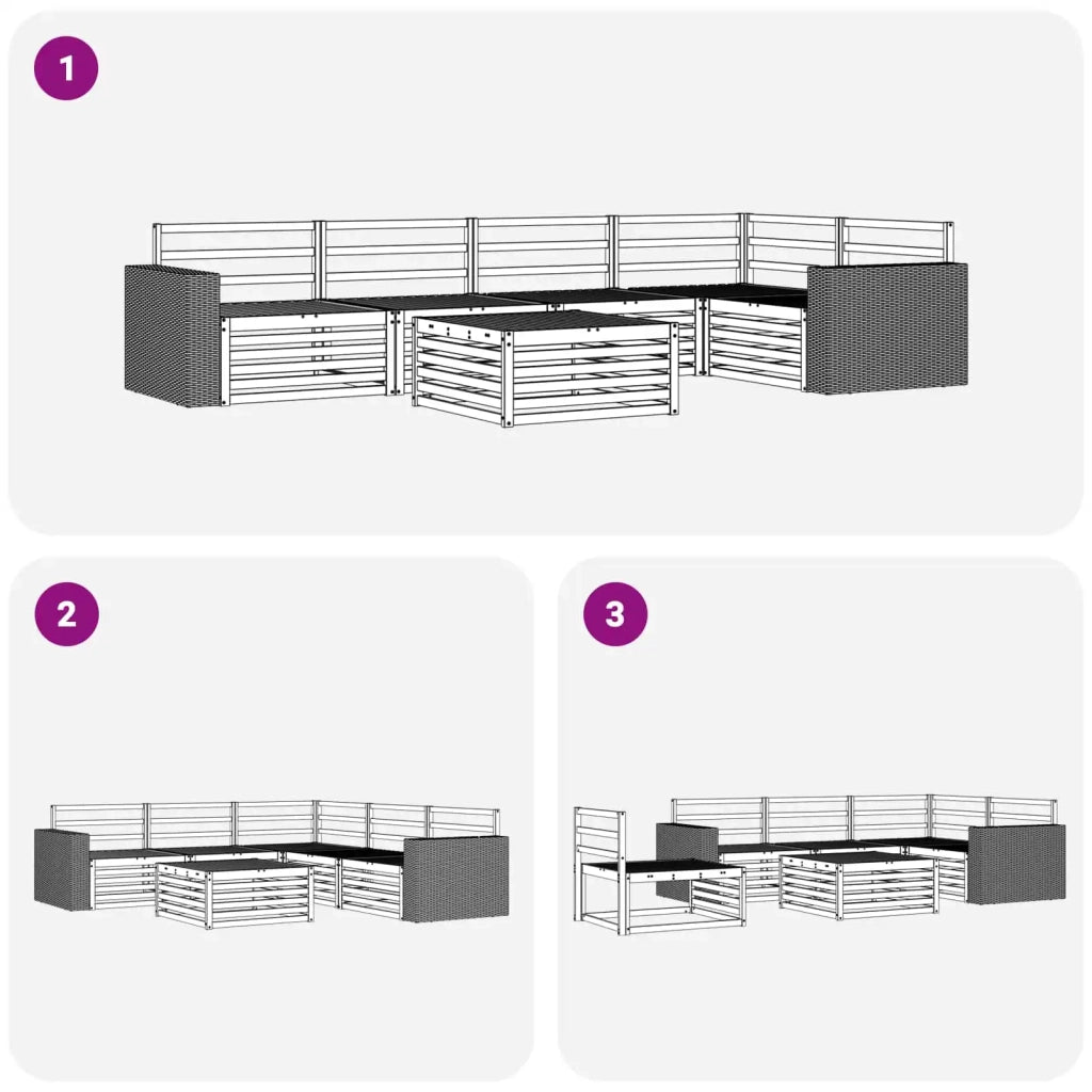 Set di divani da esterno 6 pcs Naturale 79 x 79 x 37 cm