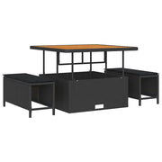Set da Pranzo per Giardino | Set Salotto da Giardino Nero polyrattan