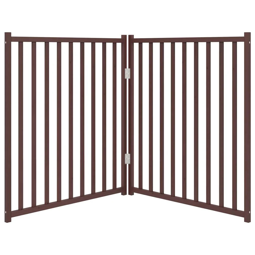 Cancelletto di sicurezza pieghevole per cani 2 pannelli 160 cm legno massello di abete marrone 02_0023055