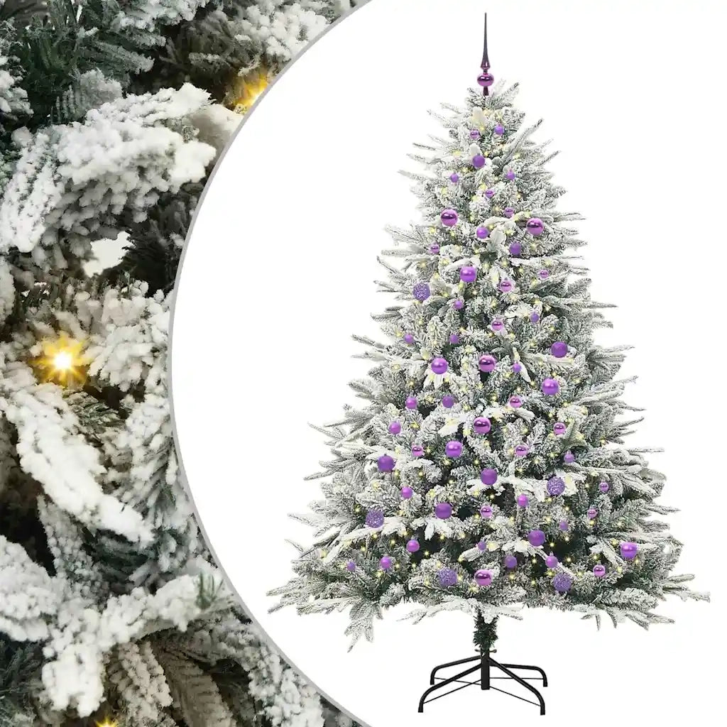 Albero di Natale Artificiale Pre-illuminato con Set di Palline