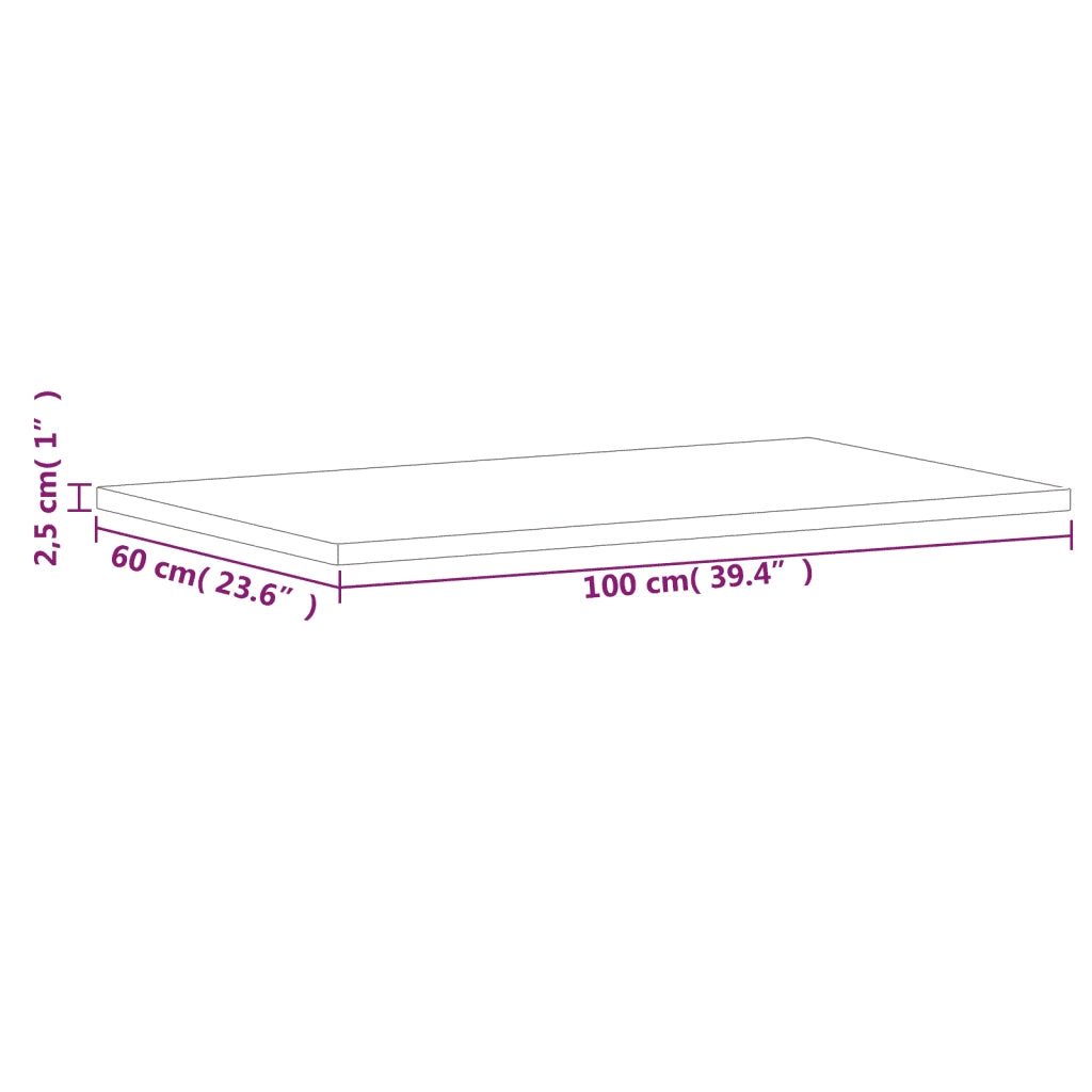 Piano Tavolo 100x60x2,5cm Rettangolare Legno Massello di Faggio 3188885