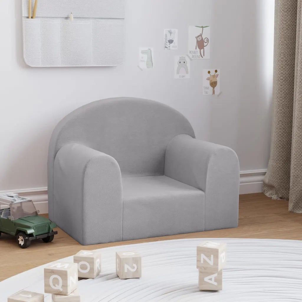 Divano per Bambini-Sofa-Divanetto Grigio Chiaro in Morbido Peluche 199364