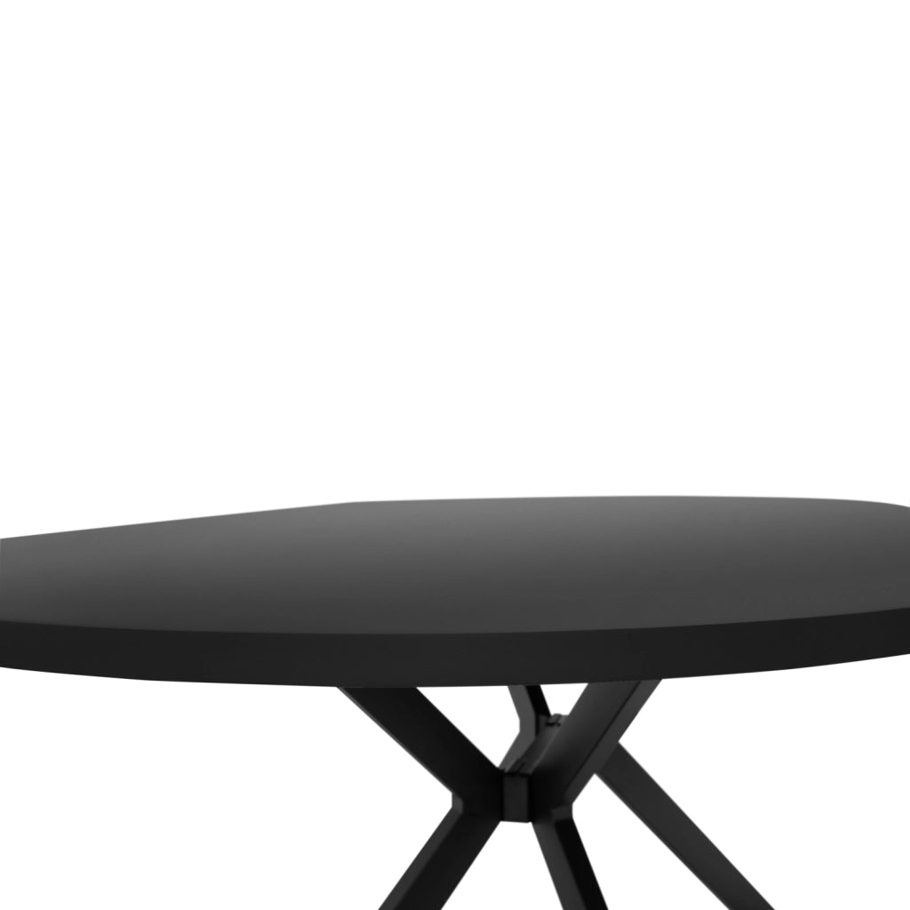 Marui - Tavolo da pranzo ovale in legno e metallo con piede centrale Ashi 180x100 cm - nero opaco