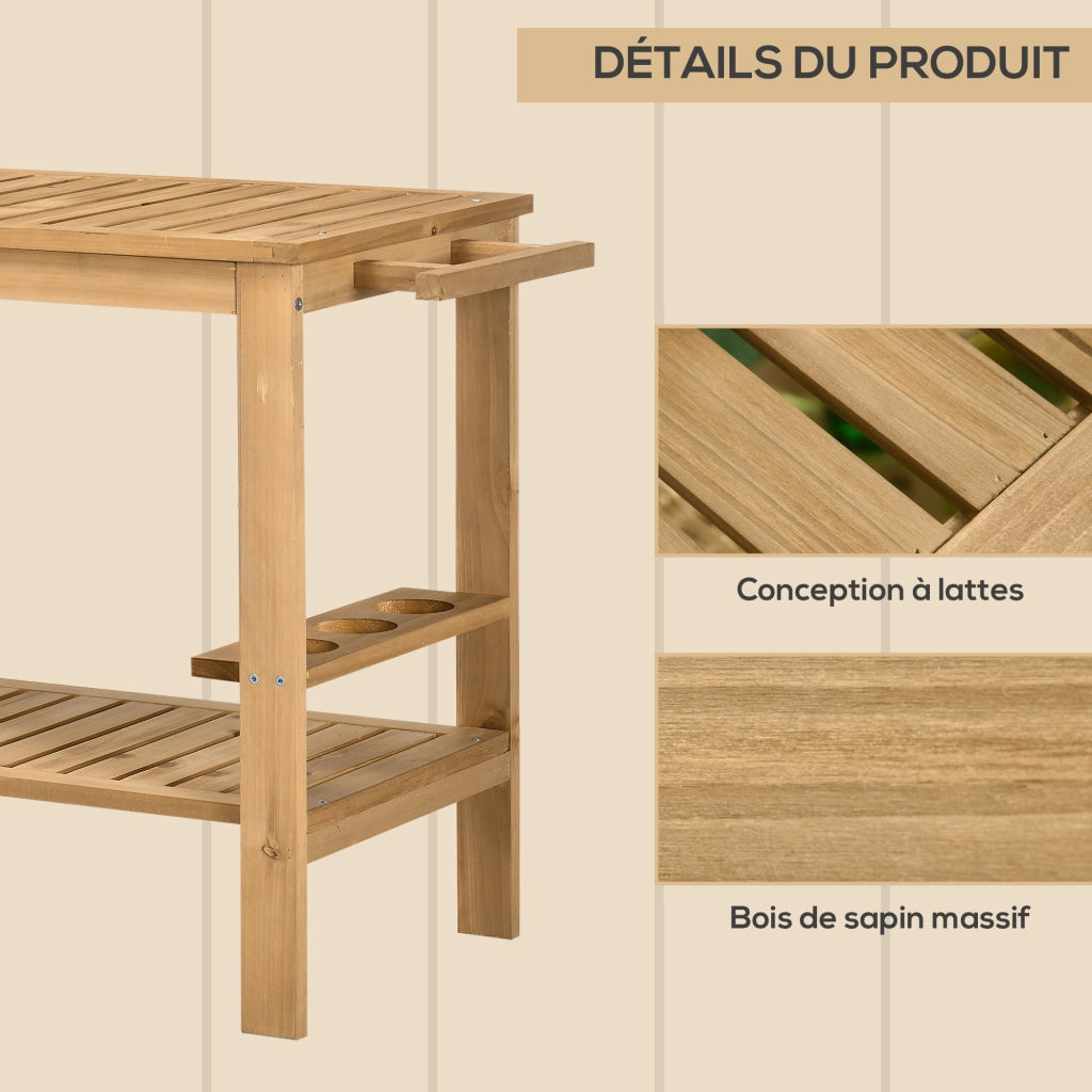 Carrello da giardino per barbecue con 2 ripiani e porta bottiglie ¨C zephmum ¨C 95x47x74 cm