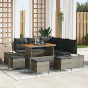 Set Divano da Giardino con cuscino 9 pcs Grigio Poly Rattan 3364743