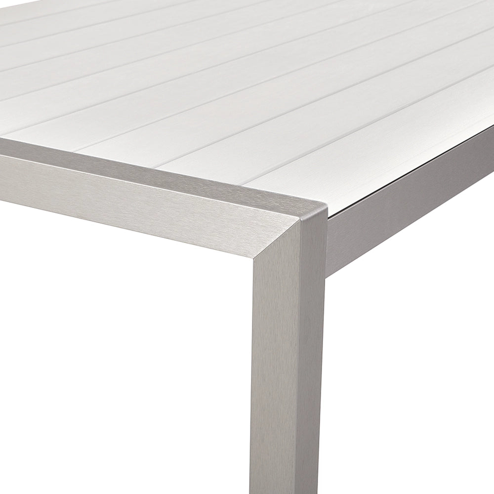 Tavolo da pranzo con struttura in alluminio anodizzato bianco per 6 persone 180 x 90 cm dal design moderno