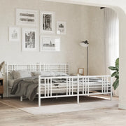 Giroletto con Testiera e Pediera-Struttura Letto Metallo Bianco 200x200 cm 997864