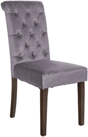 Sedia da cucina Lisburn design Chesterfield grigio scuro,Velluto