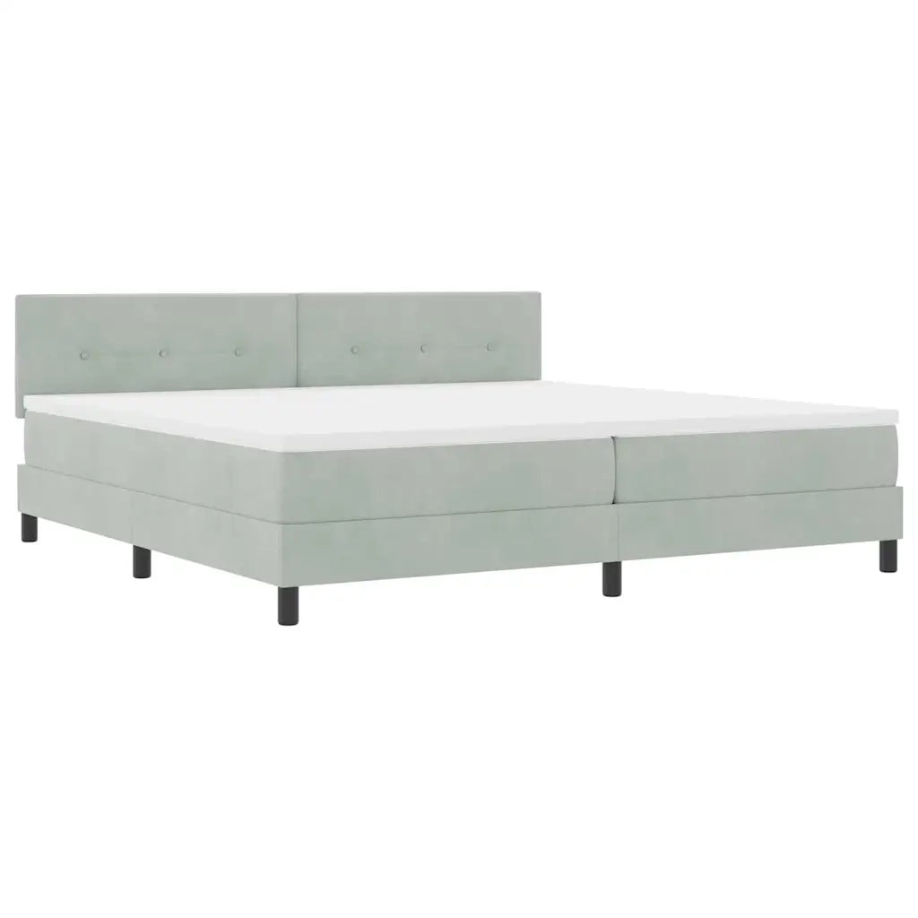 Letto a Sorgente LED con led Grigio chiaro 200 x 200 cm Velluto