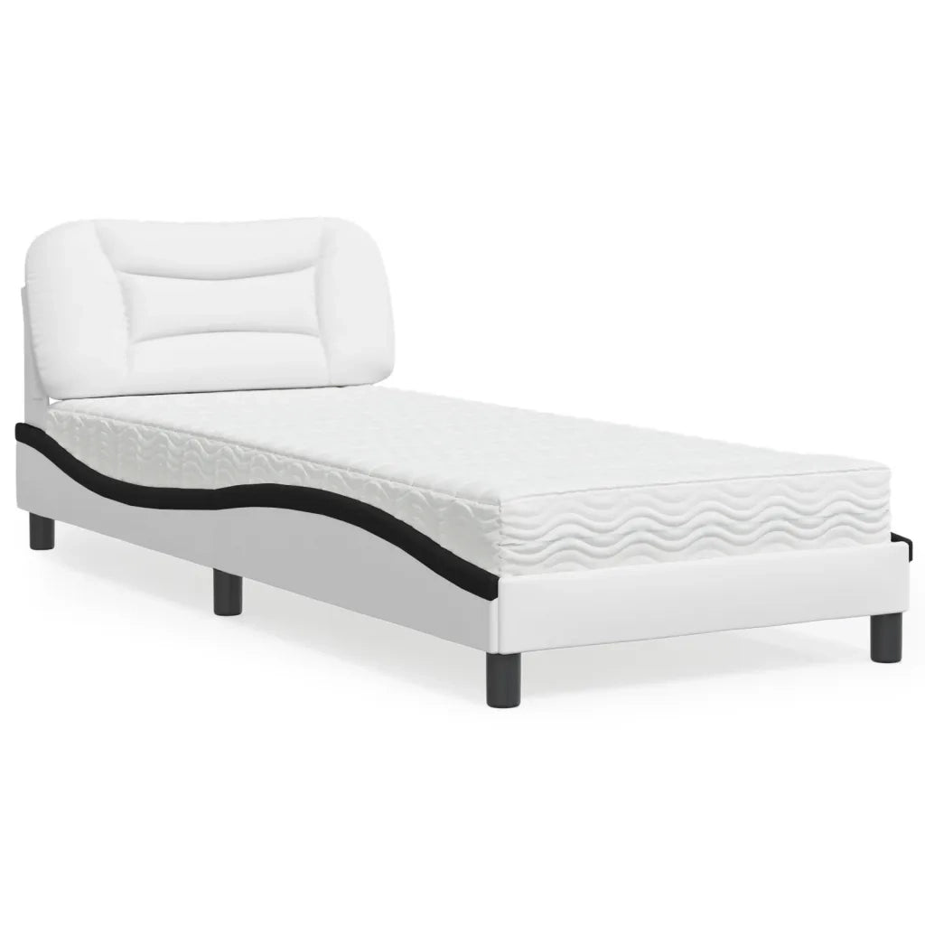 Letto con Materasso Hvar Nero e Bianco 90x200 cm in Similpelle 3208702