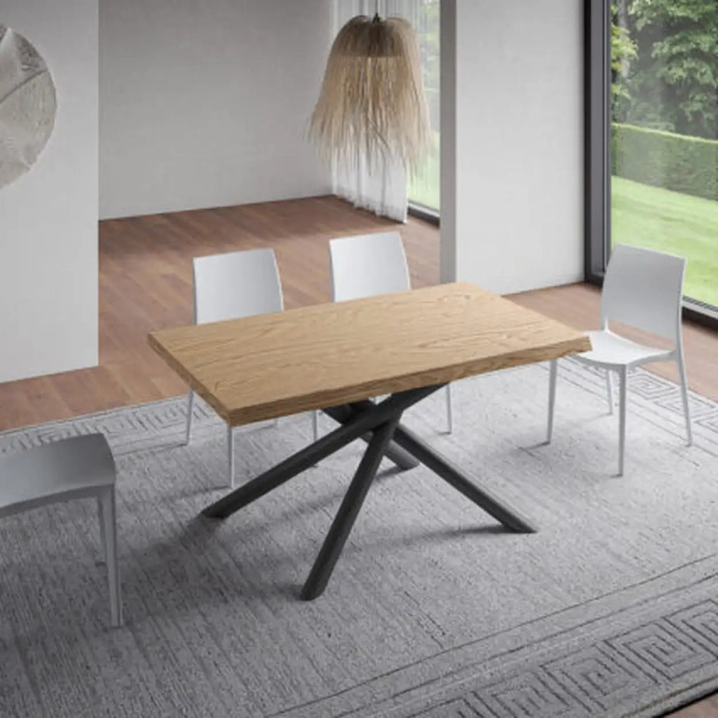 Tavolo fisso 140x90 cm Vindral rovere scortecciato gambe antracite