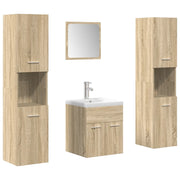 Set Mobili da Bagno | Armadio da bagno 5 pz Rovere Sonoma in Legno Multistrato