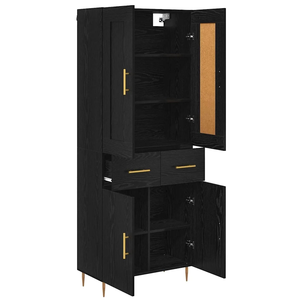 Credenza | Madia | Buffet da pranzo | Armadio da pranzo Rovere Nero 69,5 x 34 x 180 cm Legno multistrato