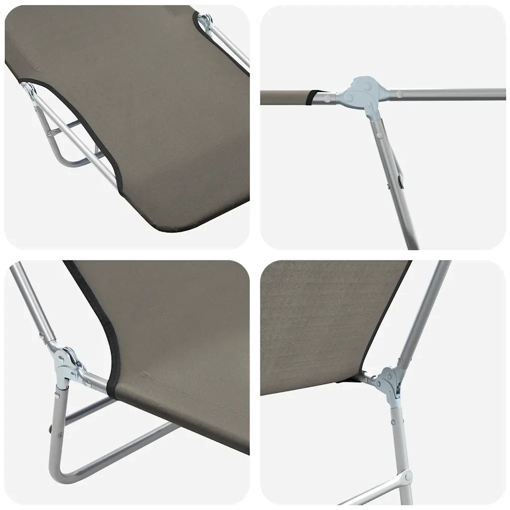 Lettini Prendisole Pieghevoli 2 pz in Acciaio e Tessuto Grigio 44302