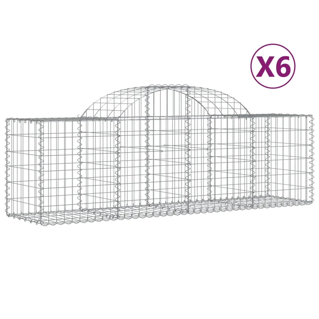 Cesti Gabbioni ad Arco 6 pz 200x50x60/80 cm Ferro Zincato