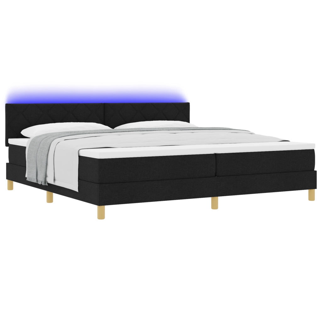 Letto a Molle con Materasso e LED Nero 200x200 cm Tessuto
