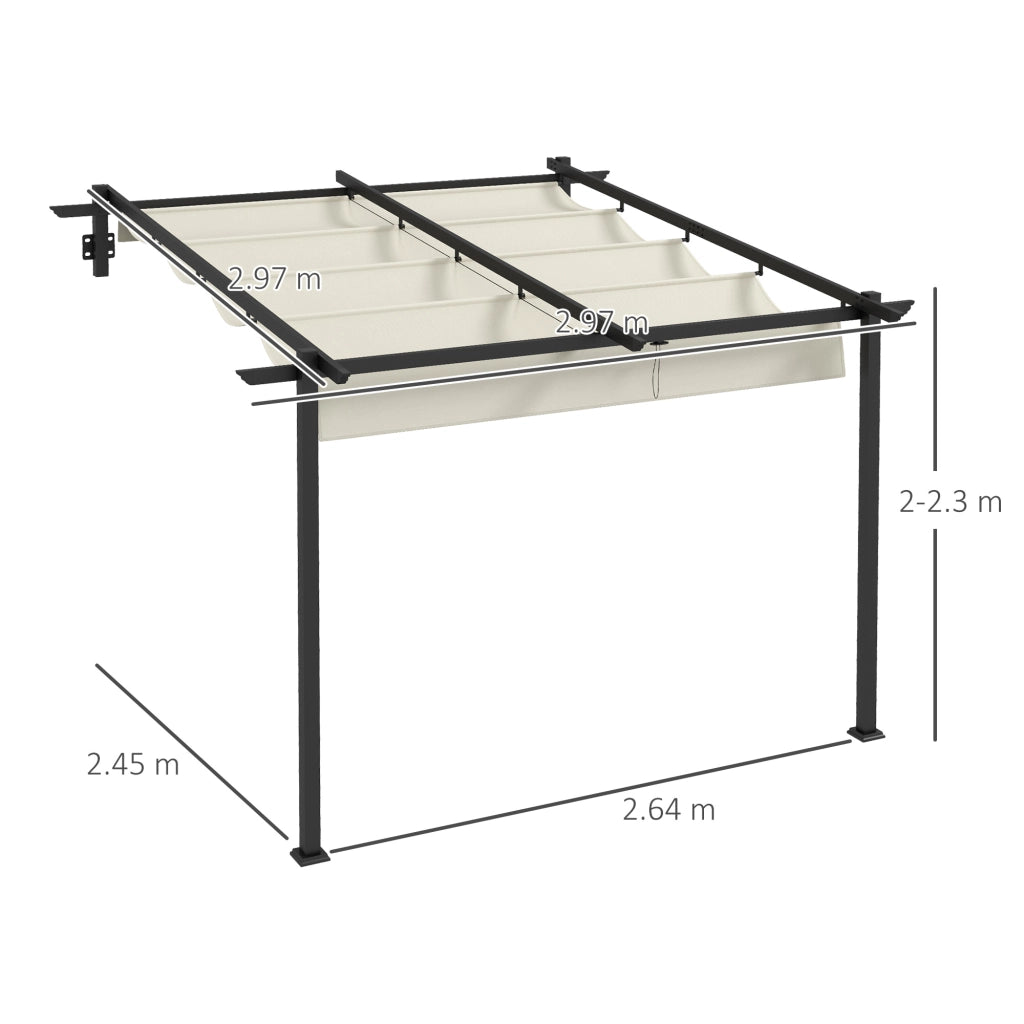 Gazebo pergola antivento 3 x 3 m con tetto regolabile colore crema perfetto per giardino e terrazzo