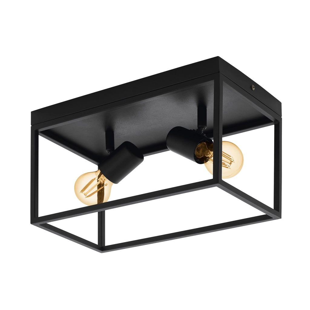 Plafoniera Moderna Silentina Acciaio Nero 2 Luci E27