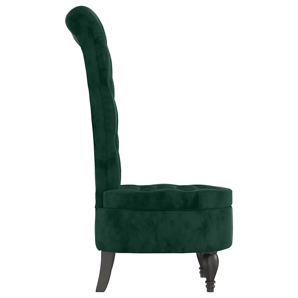 Sedia Schienale Alto Design con Bottoni in Velluto Verde Scuro 352466