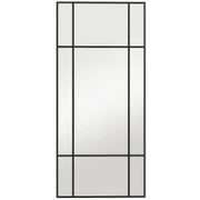 Specchio da Parete Stile Finestra con Montaggio Verticale e Orizzontale, 110x50cm, Nero