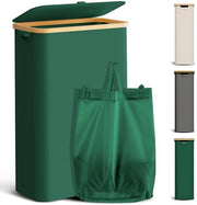 Wasmacchina Opvollibile con coperchio 48L Wasmacchina compatta con sacchetto per la lavanderia Opvollibile waschino Wascio in legno di bambù Wascio alto, colore verde