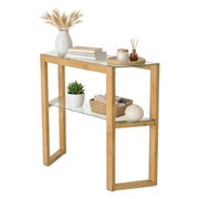 Consolle Barga, Tavolo multiuso, Mobiletto d'appoggio, Scrivania da corridoio, 85x31h85 cm, Quercia