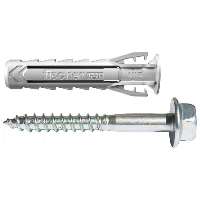 Fischer tassello universale in nylon SX Plus 10x50 BM K, espansione a 4 settori, con vite, 8 pezzi