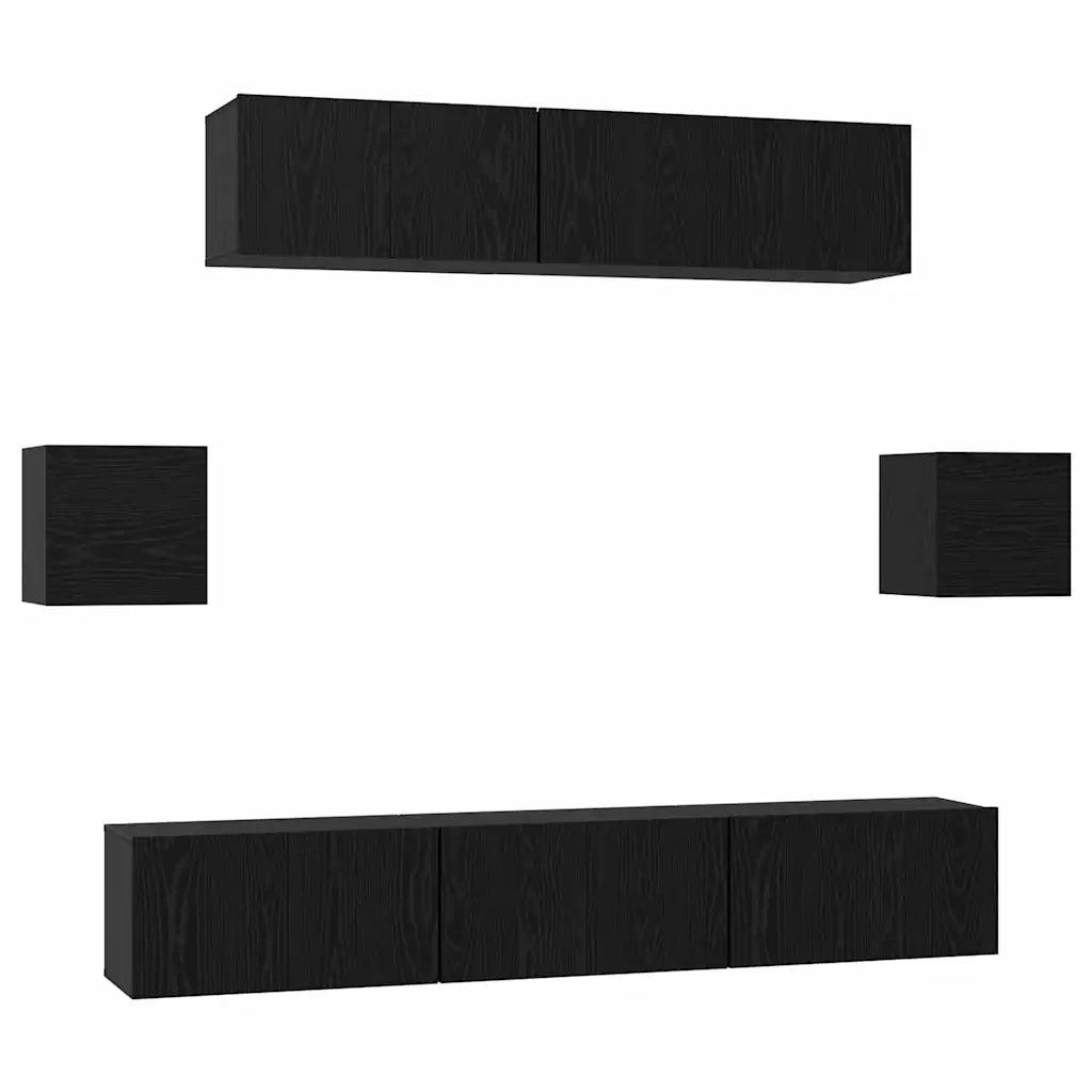 vidaXL Set mobile TV 7 pcs Rovere nero 80 x 30 x 30 cm