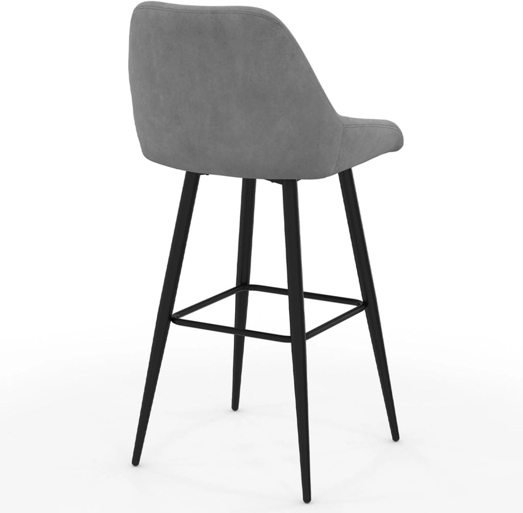 Set di 4 sgabelli da bar THALYA in velluto misto blu, grigio chiaro, grigio scuro, giallo
