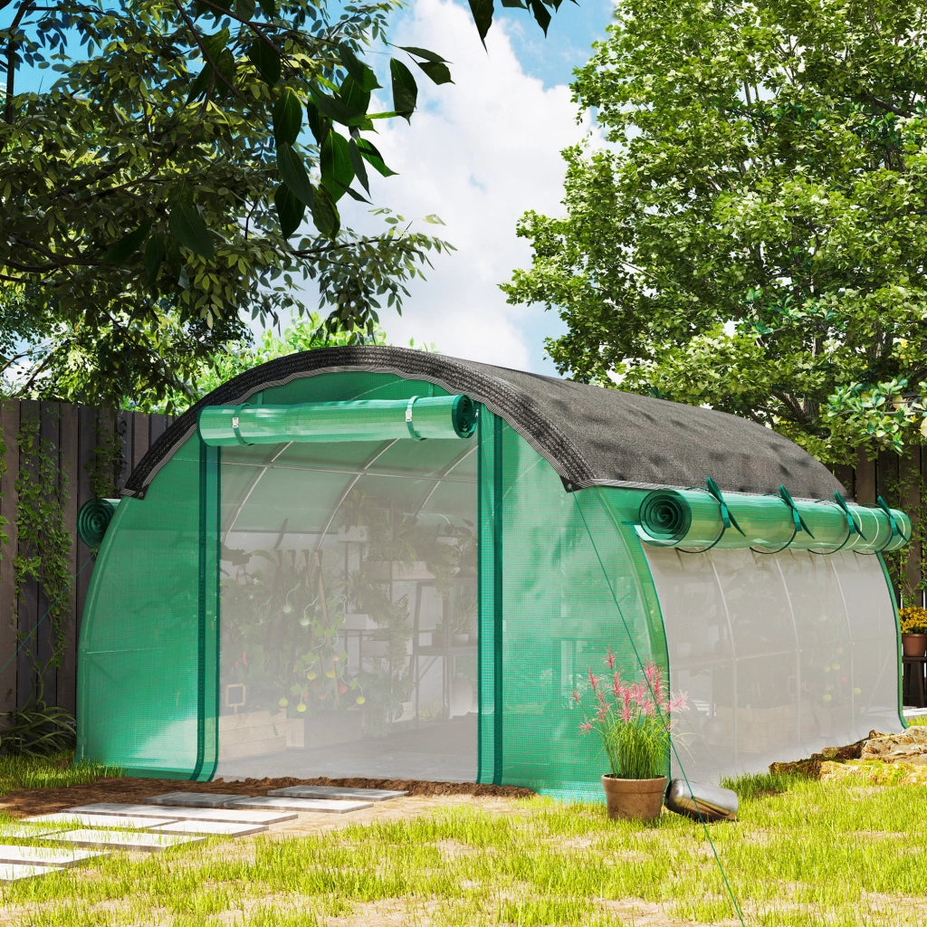 SERRA TUNNEL 4 x 3 x 2 m in plastica verde con rete ombreggiante