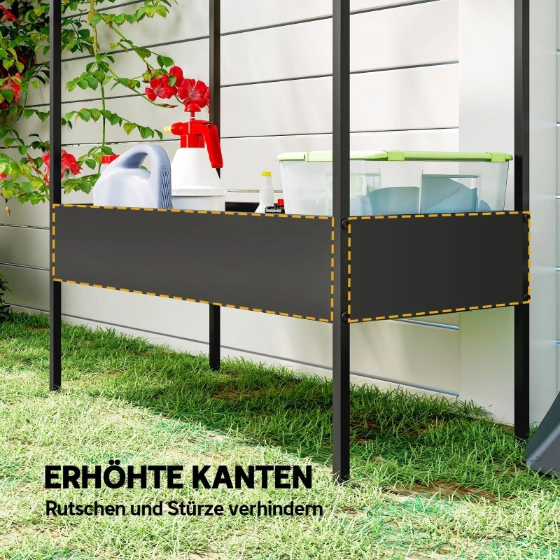 PORTAFIORI a 2 livelli 75x35x150 cm metallo nero con ganci